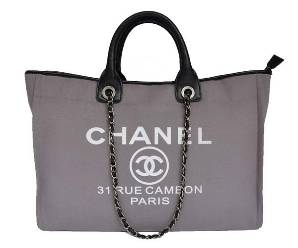 Replica Chanel Large Canvas Tote Shopping Bag A66942 Grey On Sale
